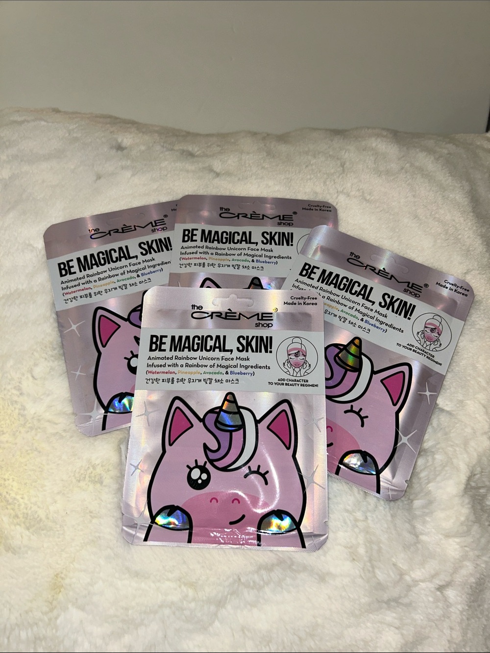 The crème shop Be Magical, Skin! Pink Unicorn Face Mask Set Of 4